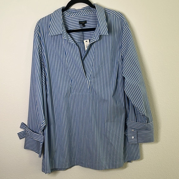 Talbots Blue & White Striped Pullover Top | Size 3X | NWT - Picture 2 of 7
